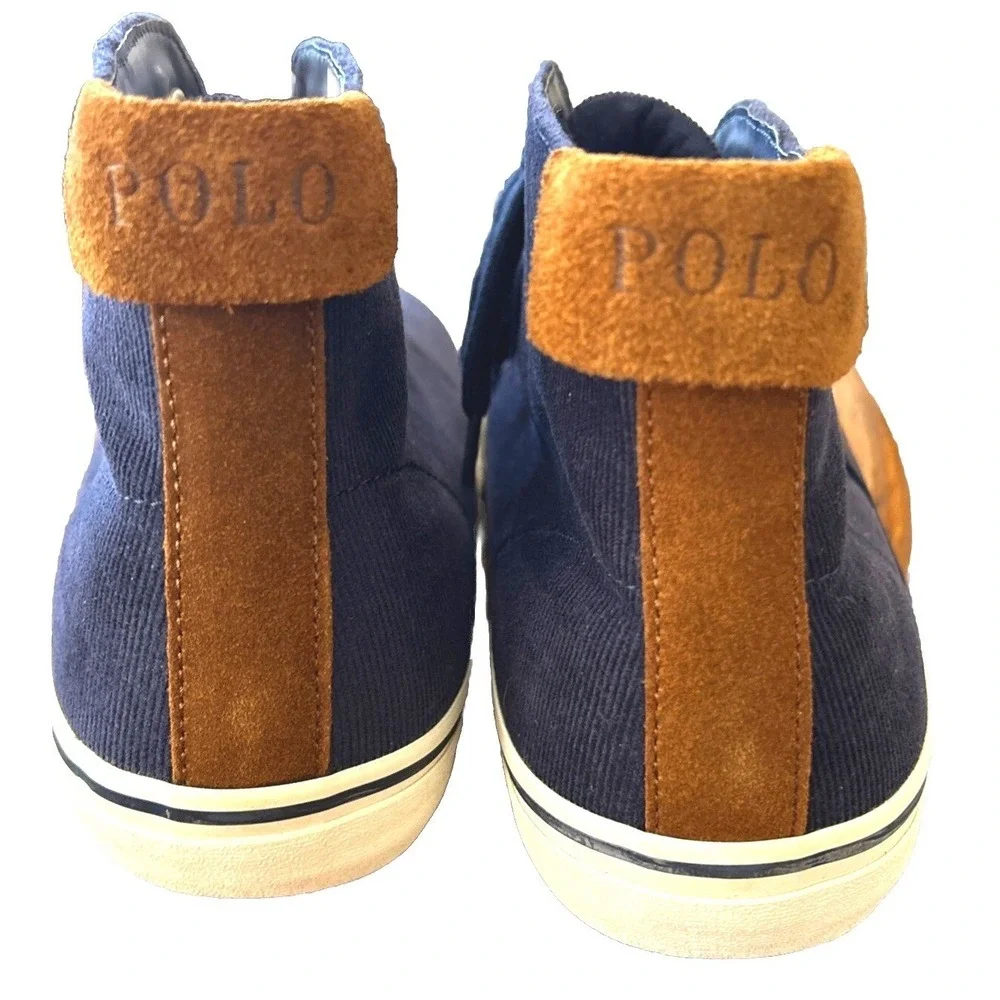 New W/Tag POLO RALPH LAUREN Suede Corduroy High Top‎ Sneakers Logo Sz. 10.5D